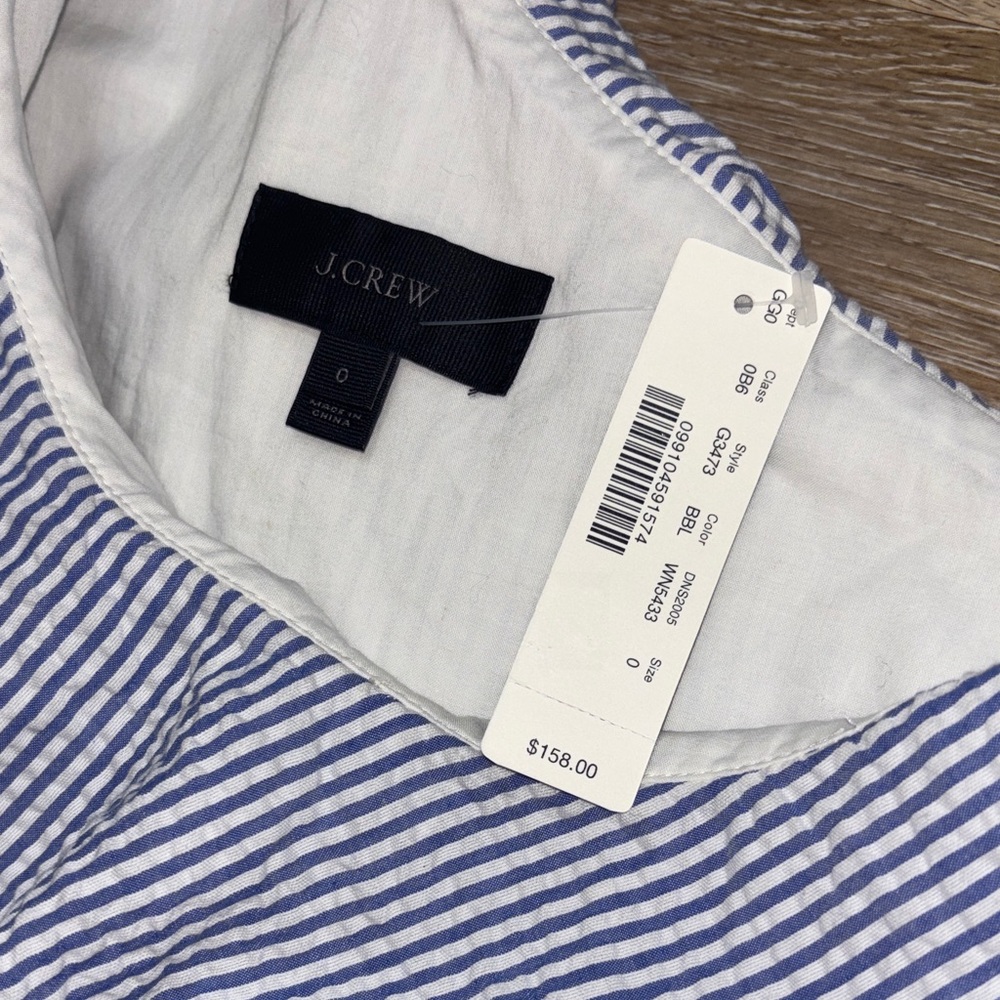 J. Crew Blue and White One Shoulder Dress NWT - Picture 3 of 3